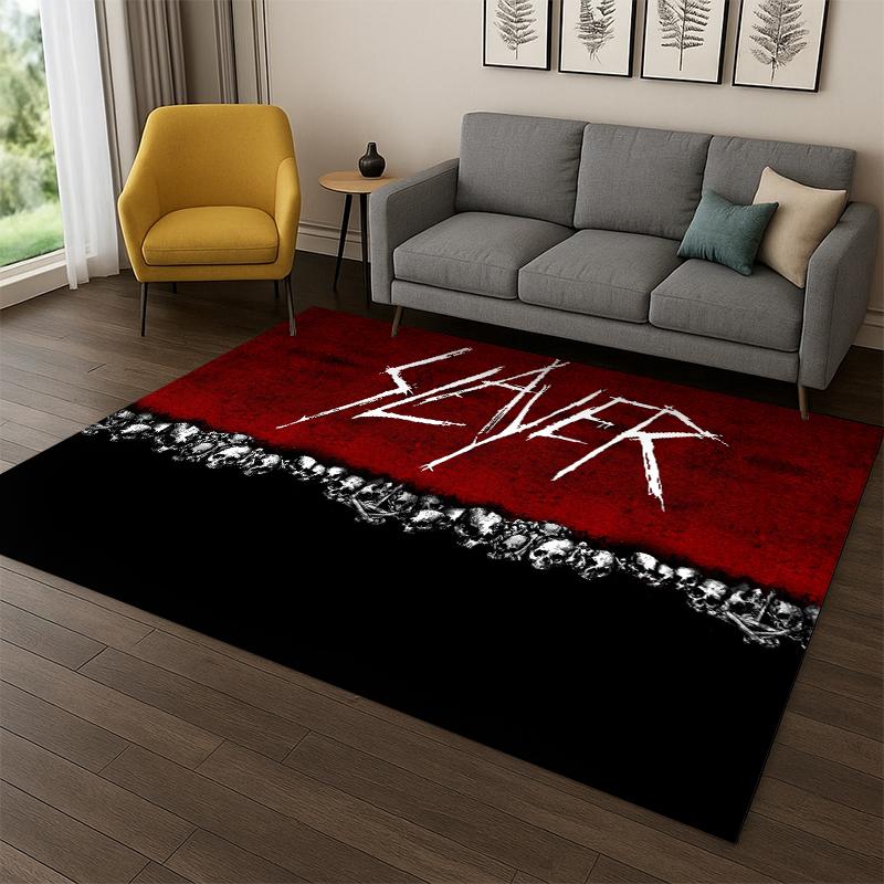Tappeto Tappetino Retro Slayer Heavy Metal Rcck Band Segno per Camera da Letto Soggiorno Divano Zerbino Decorazioni per la Casa, Tappeto per Area Giochi Bambini Antiscivolo
