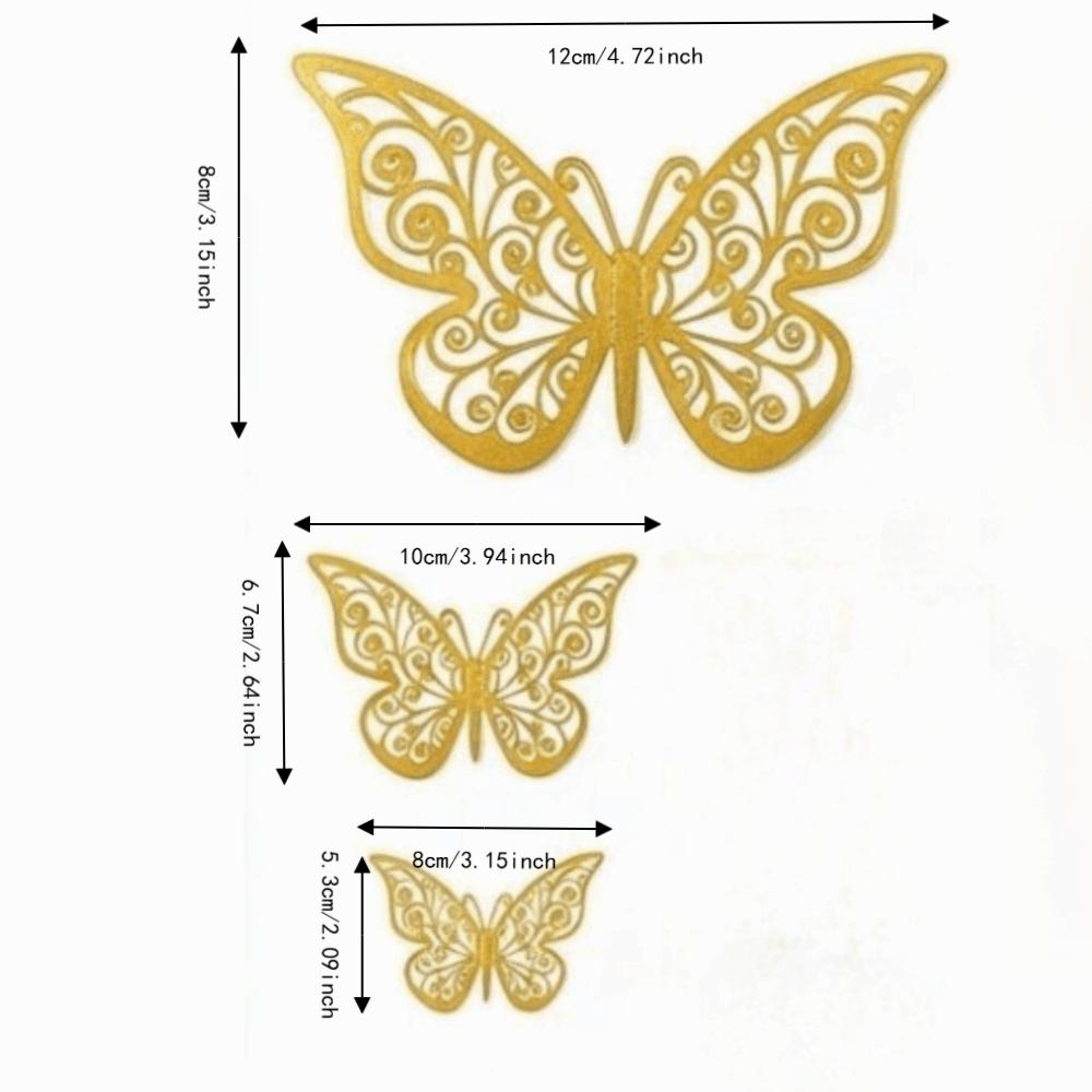 72Pcs 3 sizes Butterfly Wall Stickers Easy Cleaning 3D Butterfly Wall Decor Home Decor