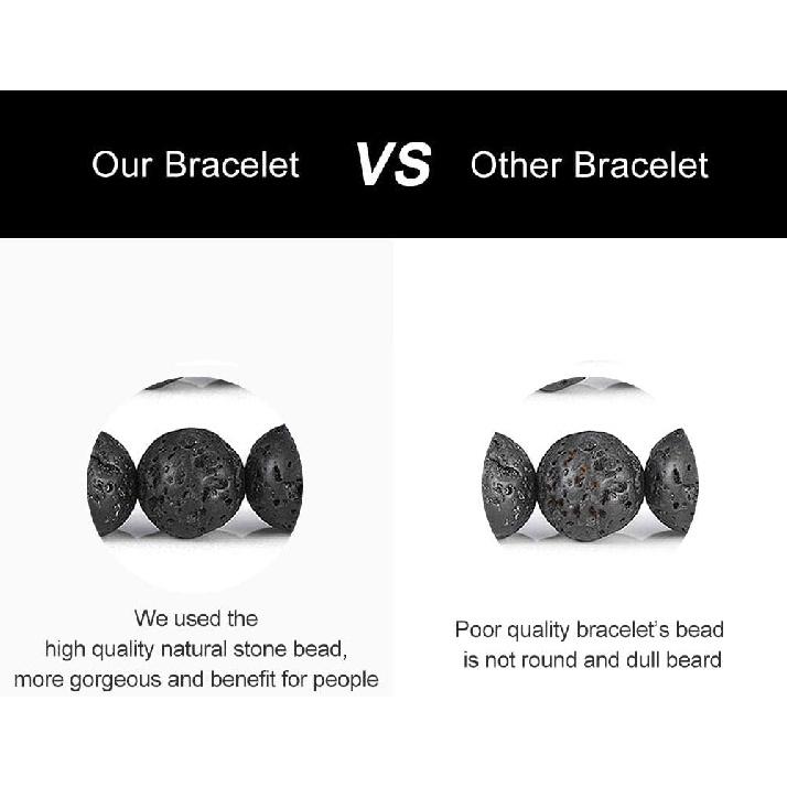 M MOOHAM Mens Bracelet - Beaded Natural Stone 8mm Tiger Eye Matte Agate Lava Rock Bracelets for Men Teen Boys Grandpa Dad Birthday Gifts Jewelry