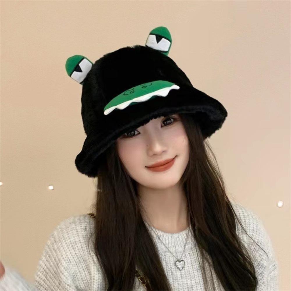 

Keep Warm Fisherman Cap Autumn Winter Bucket Hat Fashion Plush Hat for Women рожевий