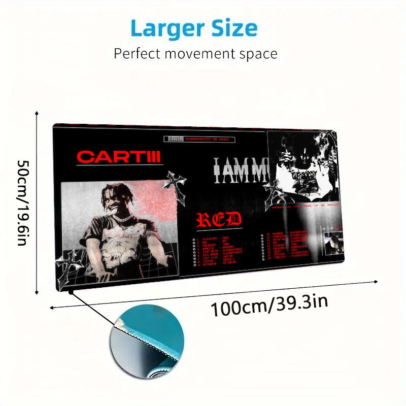 Playboi Carti Color Mouse Pad Large Gaming Table Cushion Non-slip Laptop Tablet Big Mousepad XXL Mat Mini PC Playmat With Lock edge