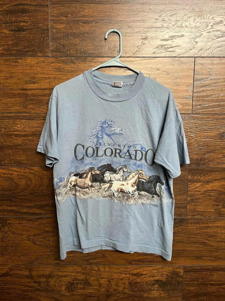 VTG Horse Stampede T Shirt - Wraparound Silverton Colorado M