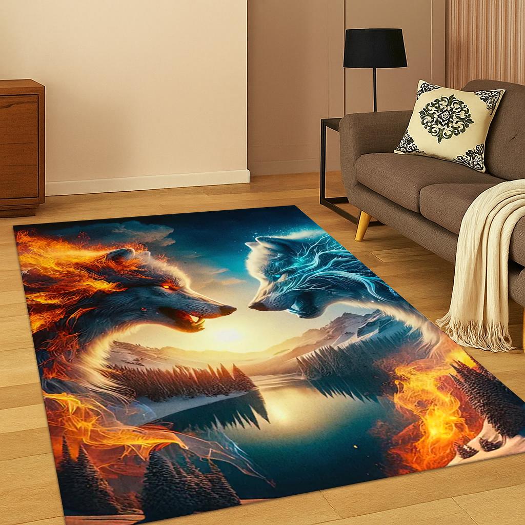 

Wolf Animal Cartoon Carpet Rug For Sofa Bedroom Living Room Playroom Doormat Home Decor,Kid Game Area Rug Non-Slip Floor Mat 40x60cm