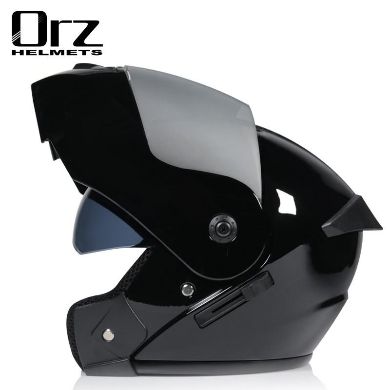 Dual Lens Flip-Up Full Face Motorcycle Helmet Men Women ABS Safety Gear Racing Street Riding
