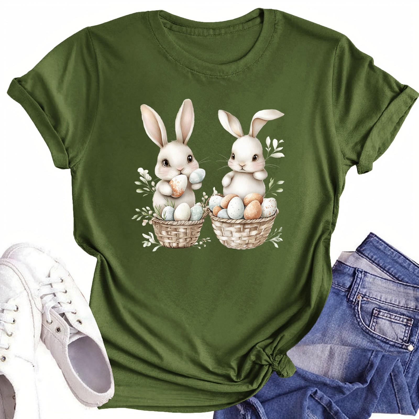 

Женская повседневная футболка с круглым вырезом и короткими рукавами с принтом L армия зеленый