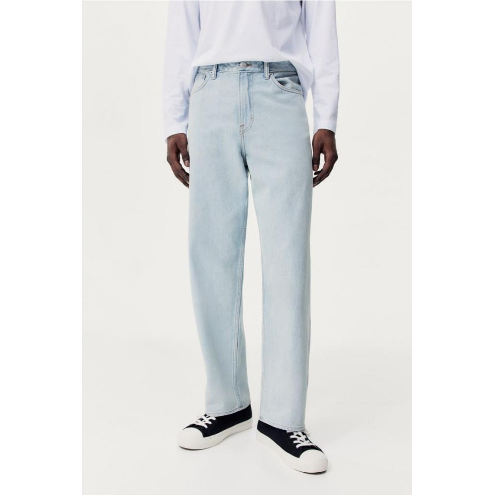 H M Loose Fit Jeans Pale deniM Blue