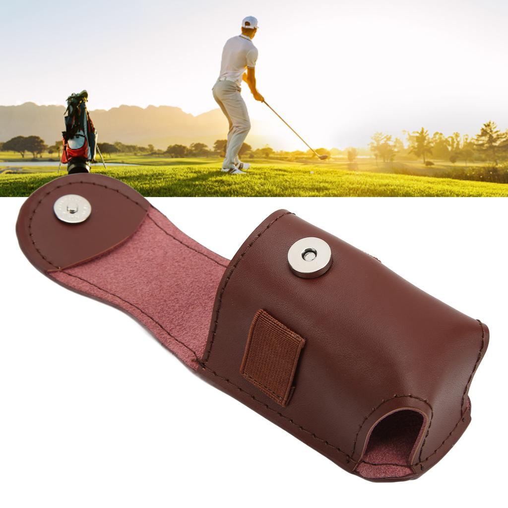 Bolsa de Cintura Portátil para Bolas de Golfe Mini Resistente ao Desgaste Couro Suporte para Bolas de Golfe Pochete de CinturaCafé