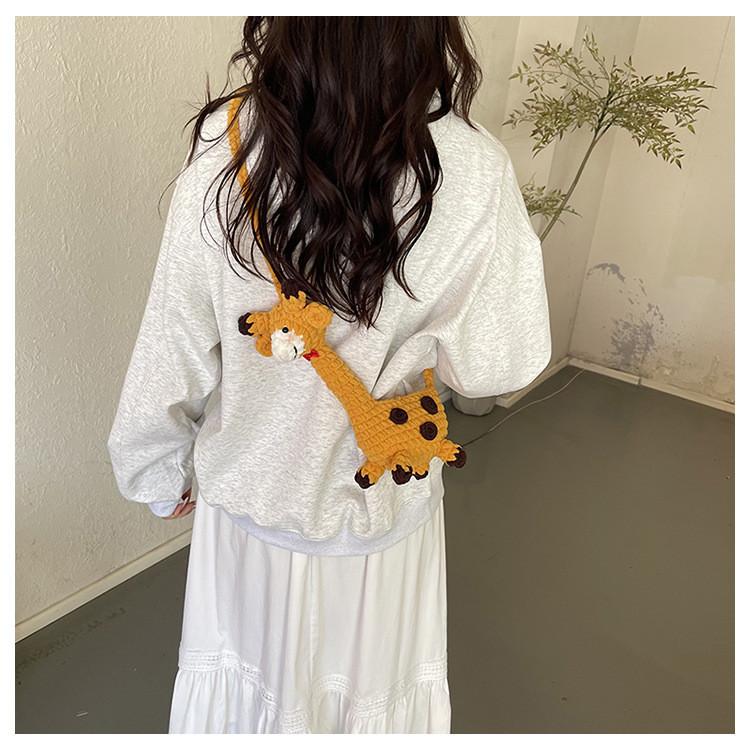 Animal Safari Mini Handcrafted Crochet Bag With Pure Color Knit For Daily Use