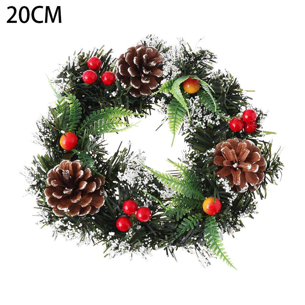 

Ornament Decoration For Xmas Round Christmas Wreath Door Garland PVC Simulation Wall Hanging 20cm