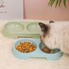 Plastikowe miski dla kota w kolorach cukierkowych i owalne podwójne miski dla zwierząt w kolorach makaronikowych