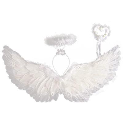 [FTXJEHG] Angel Wings Cosplay, Artificial Feather Headband, Costume, Angel, Magic Wand, Halloween, Angel Cosplay Outfit, Accessories, Props,