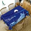 Thicken Cotton Tablecloth Blue Background Santa Claus Snow Pattern Rectangular Round Table Cloth For Wedding Picnic Party