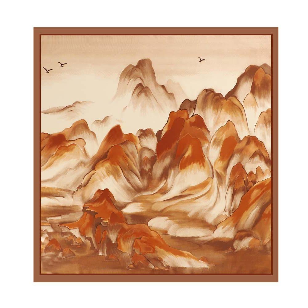 

110см Большой Квадратный Платок Принт Тушью Головной Шейный Платок Многоцелевое Украшение для Сумки Подарок коричневый