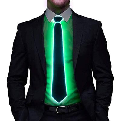 [PIENSE] Light-Up LED Tie, EL Luminous, Flashing/Steady, Party/Event Novelty Item (Green)