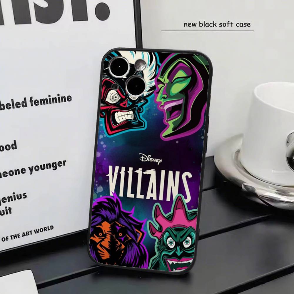 Disney Villains For iPhone 17 Air 16 15 14 13 12 11 Pro Black Soft Cover Phone Case