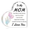 2D Flat, 1pc Heart-Shaped Acrylic Ornament Suitable for Mom, Elegant Tulip Tabletop Decor with Romantic Gift for Mother's Day, Sentimental for Desk or