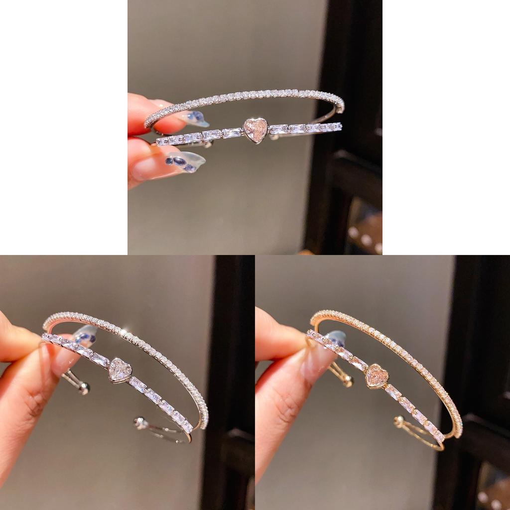 Heartshaped Jewelry Bracelet With Cubic Zirconia For Fashionable Women