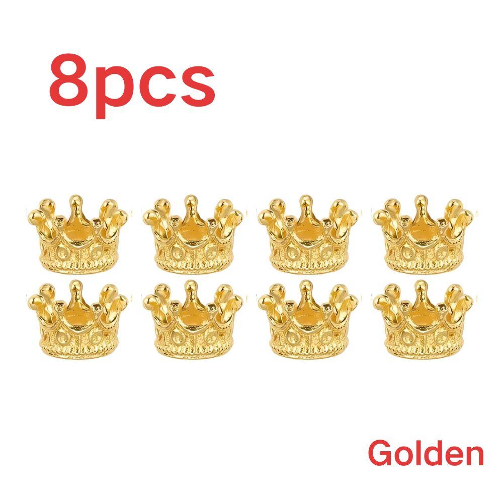 8pcs Mini Crown Spacer Beads, Multicolored Vintage DIY Jewelry Making Accessories, Doll House Miniature Crafts Decor YMY