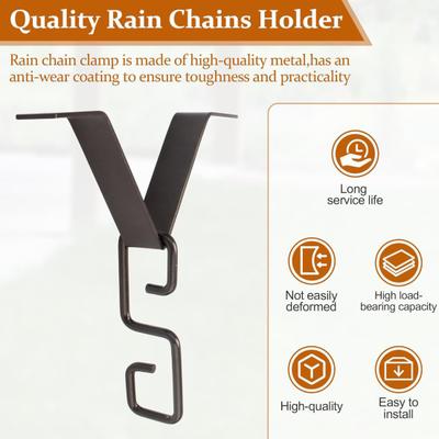 Clip Adaptador para Canalones de Cadena de Lluvia Alta Durabilidad Fácil de Instalar Universal Gancho Colgador en Forma de V Accesorios Desviador de Agua de Cadena de Lluvia