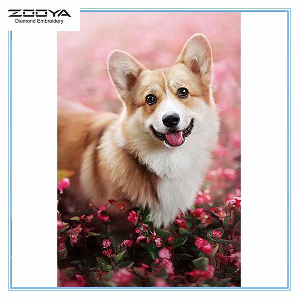 

ZOOYA 3D Алмазная вышивка Картина Вышивка крестом Круглый горный хрусталь Картина Животное собака