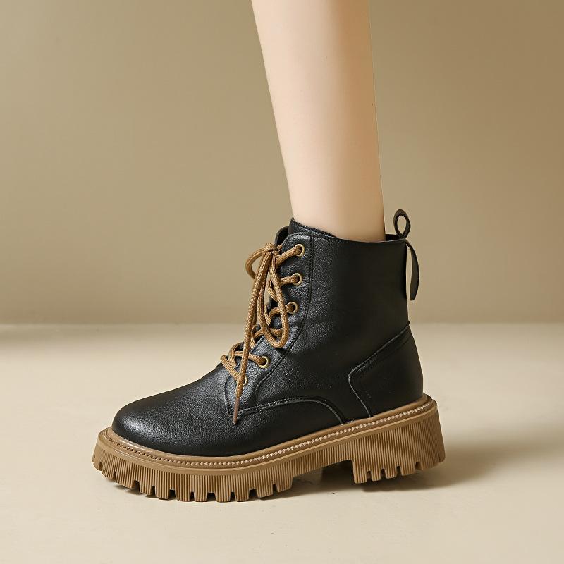 

Женские ботинки Мартина осенне-зимняя модная универсальная обувь на толстой подошве, увеличивающая рост, короткие ботинки, универсальные женские ботинки больших размеров 42