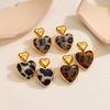 Atoztide Nouvelle Boucle d'Oreille Cœur Imprimé Léopard Vintage pour Femmes Acier Inoxydable Boucles d'Oreilles Statement Pierre Brillante Cadeau de Bijoux de Noël