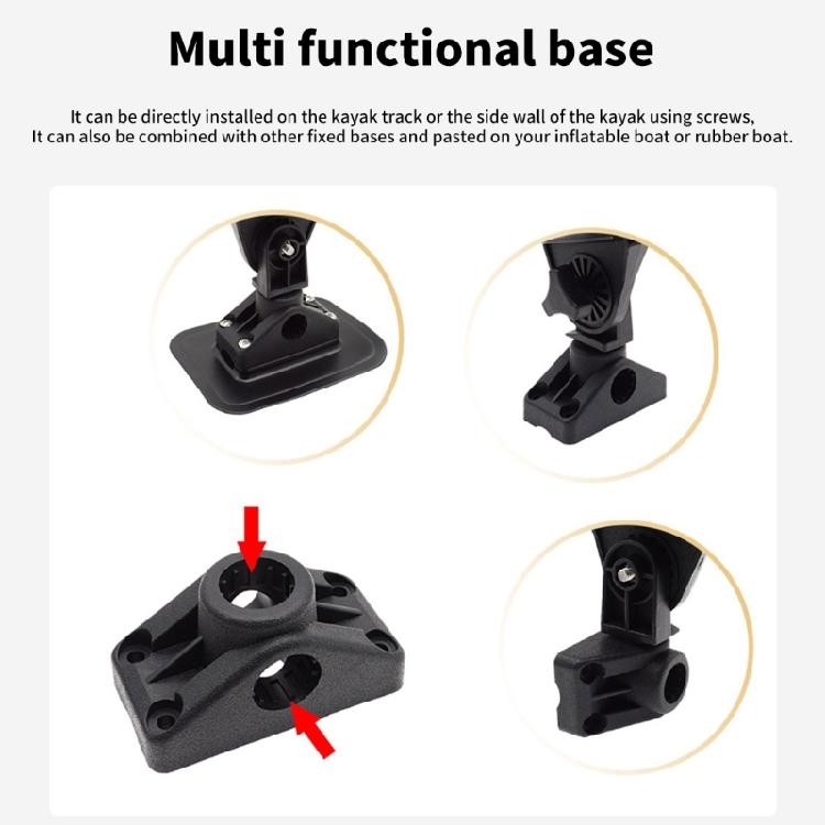 Kayak Rod Mounting Bracket 360 Degree Rotating Mounting Base Kayak Fishing Poles Holder Plastic Fishing Tackle Accessory
