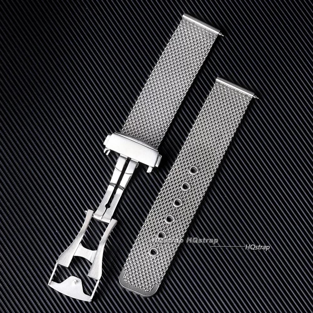 Mesh Milanese Watch Bracelet for Omega Seamaster 007 Metal Stainless Steel with Folding Clasp 20mm 22mm Quick Release Watchband