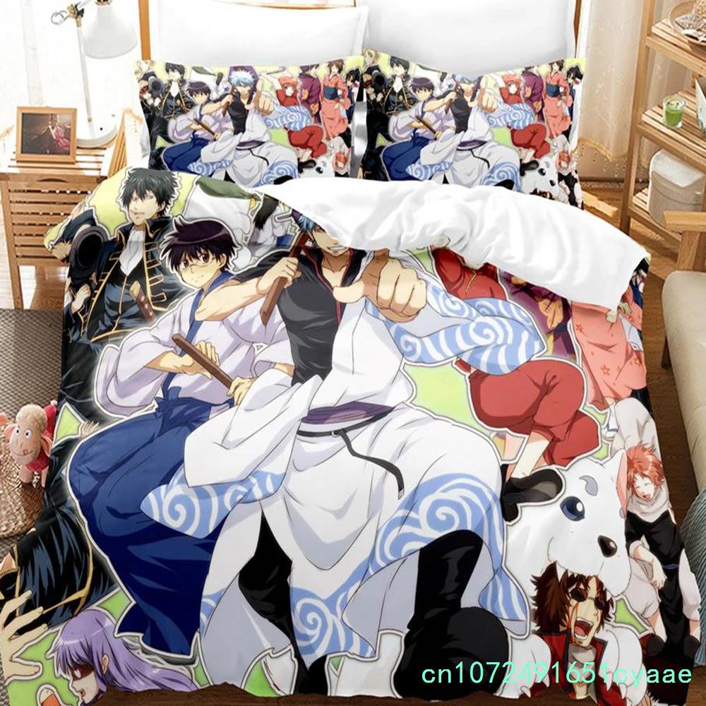3D-gedrucktes Gintama Bettwäsche-Set Anime Gintoki Sakata Bettdeckenbezug Doppel Twin Full Queen King Erwachsene Kinder Bettwäsche Steppdeckenbezug