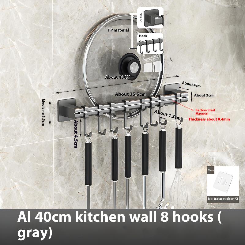 Кухонный крючок без сверления настенная стойка держатель для кастрюль ложек ножей полка для хранения кухонной утвари 967₽