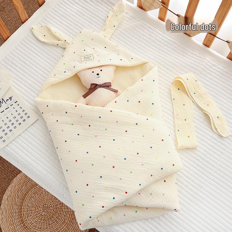 

Newborn Large Rabbit Ear Cotton Swaddle Blanket - All-Season Universal 90x90cm