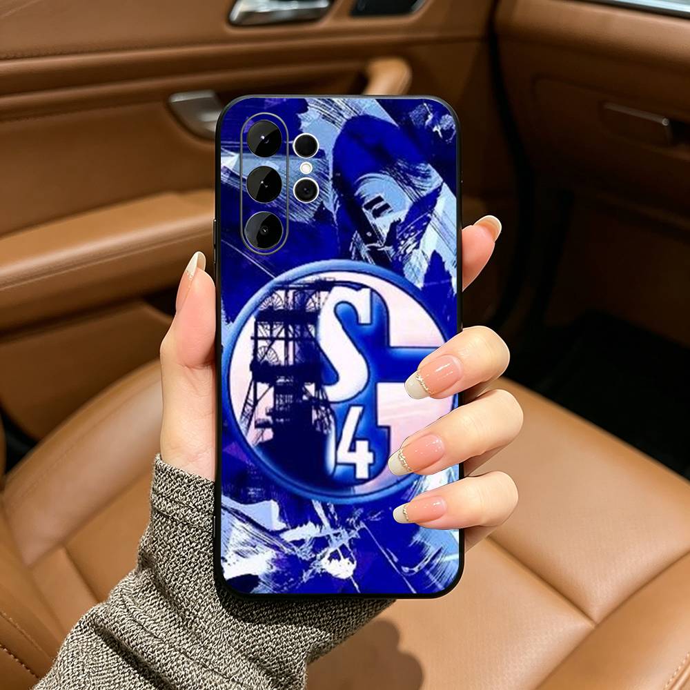 Classic S-Schalke 0 4 P-Pattern Soft Silicone Case for Samsung S25, S24, S21, S22, S23, S30, Ultra, S20, Plus, FE, Lite-Black