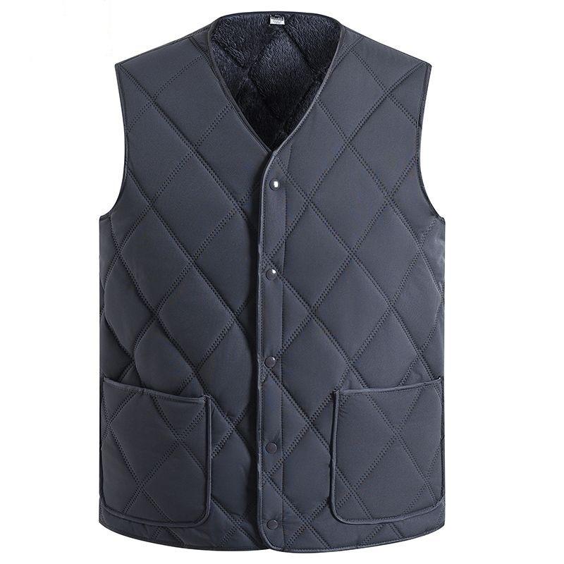Large Size Vest Dad Wears Autumn and Winter Men's Vest Plus Velvet Thickened Warm Vest To Prevent Cold