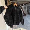 Unisex Kapuzenpullover mit Reißverschluss Langarm Übergröße Strassstern-Aufdruck Hip Hop Streetwear Sweatshirt Jacke