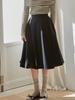 B Muse Mansion Satin Tuck Flare Skirt - Ivory