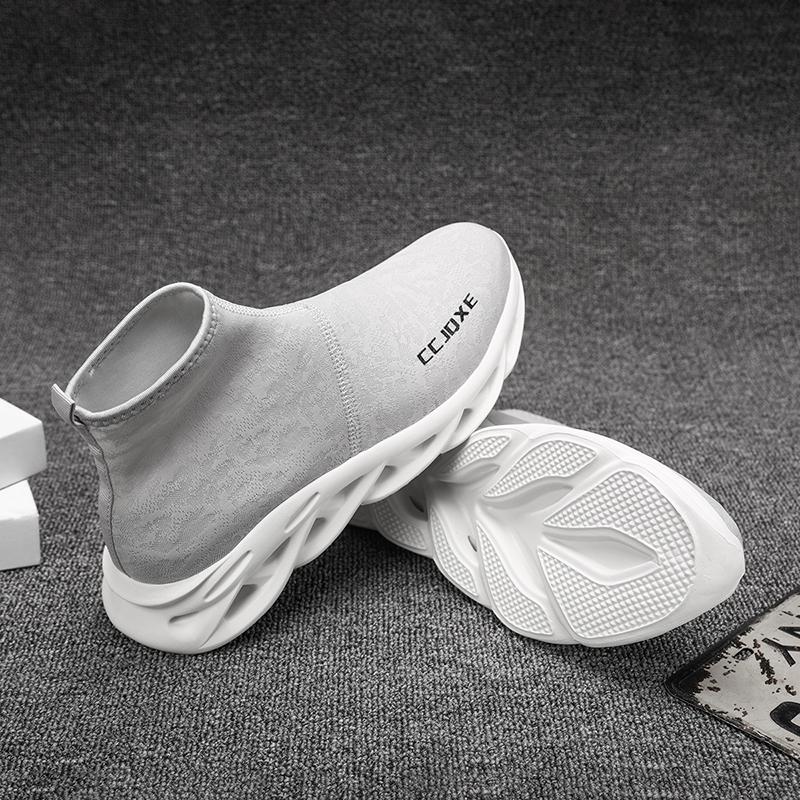 Men's Breathable Casual Sneakers - Non-Slip Outdoor Walking Shoes, Fashion Height Increasing Slip-On Ankle Shoes
