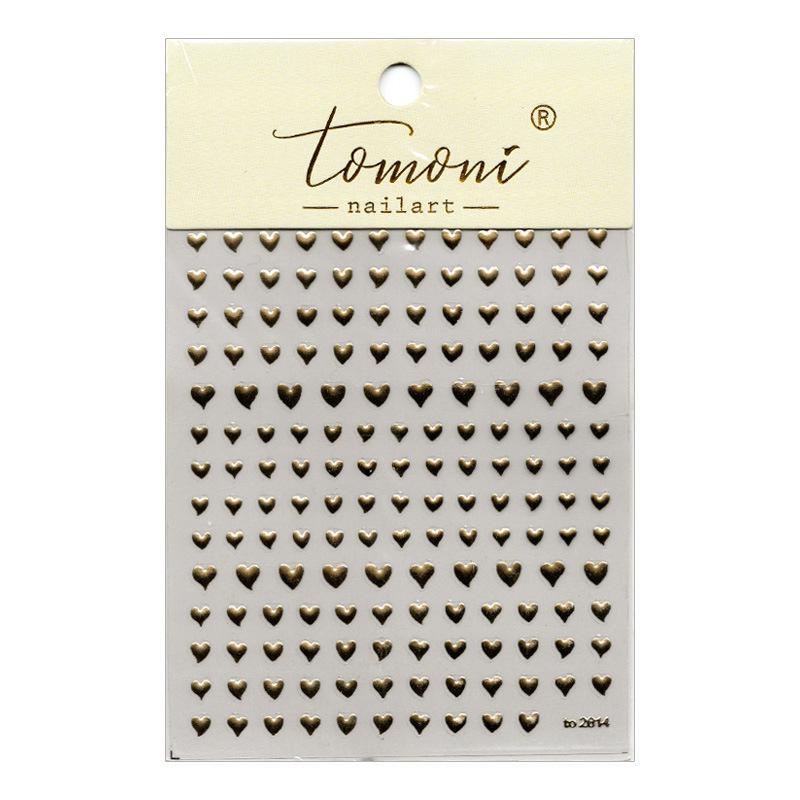

Gold & Silver Vintage 3D Heart-Shaped Nail Stickers - Micro-Embossed Small Hearts Decorations