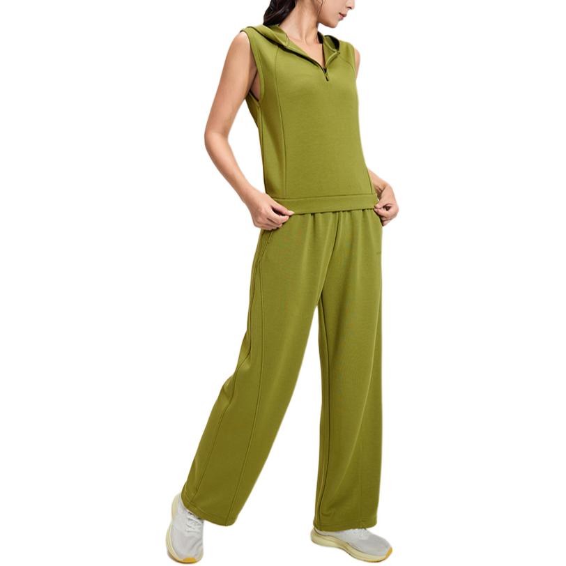 SAUCONY Solid Color Hooded Sleeveless Vest Women Vest Avocado-Green SC1230016DY-GE68