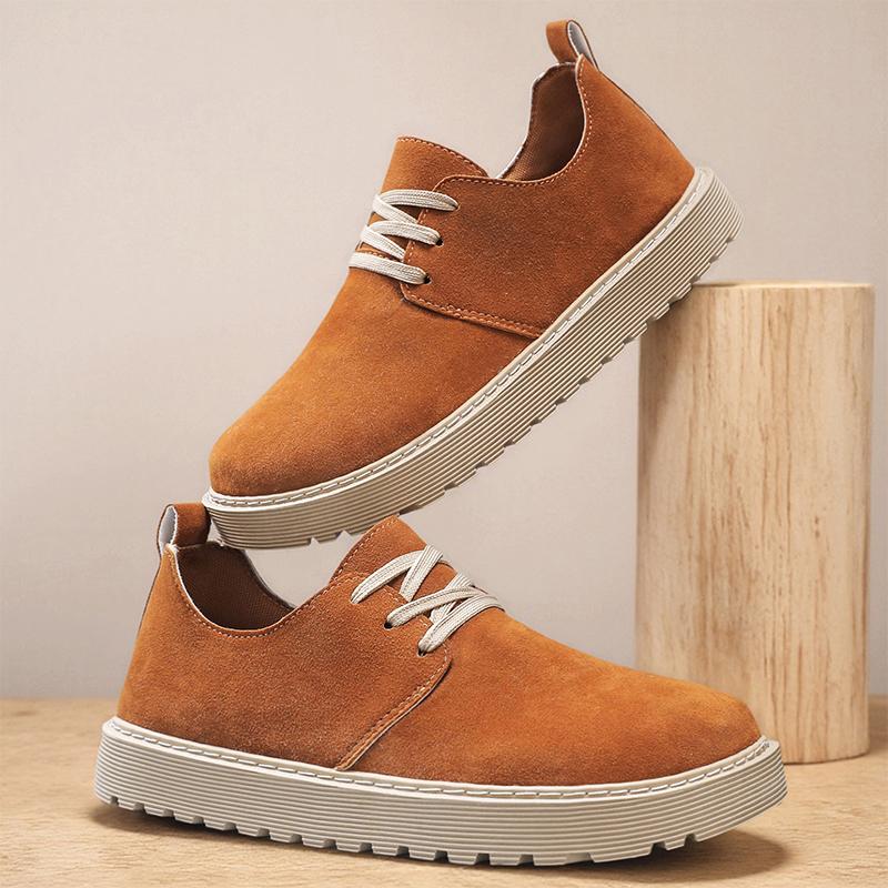 Mens Walking Shoes 2026 New Anti Suede Leather Thick Sole Snug Non Slip Wear-resistant Daily Commuting Sneakers for Man