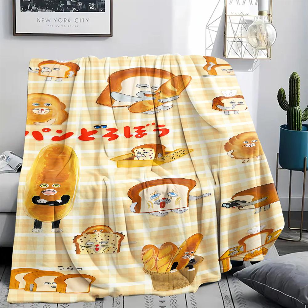 1PC Bread Thief Print Flannel Blanket, High quality All Seasons, Home Decor, Warmth and Comfort, Perfect for Christmas Gifts