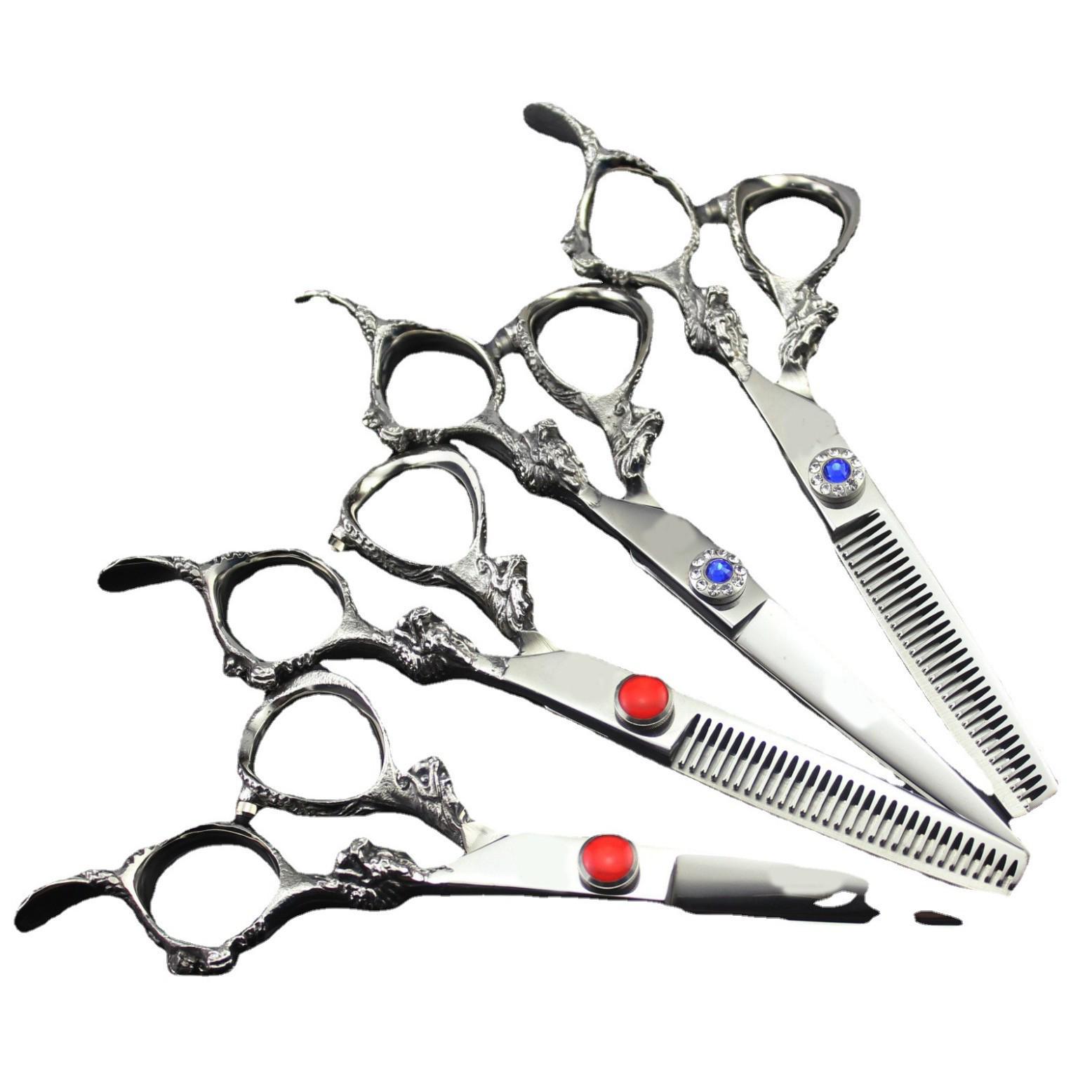 6.0 Dragon Handle Hairdressing Scissors - Straight & Thinning Shears Sapphire Straight Scissors