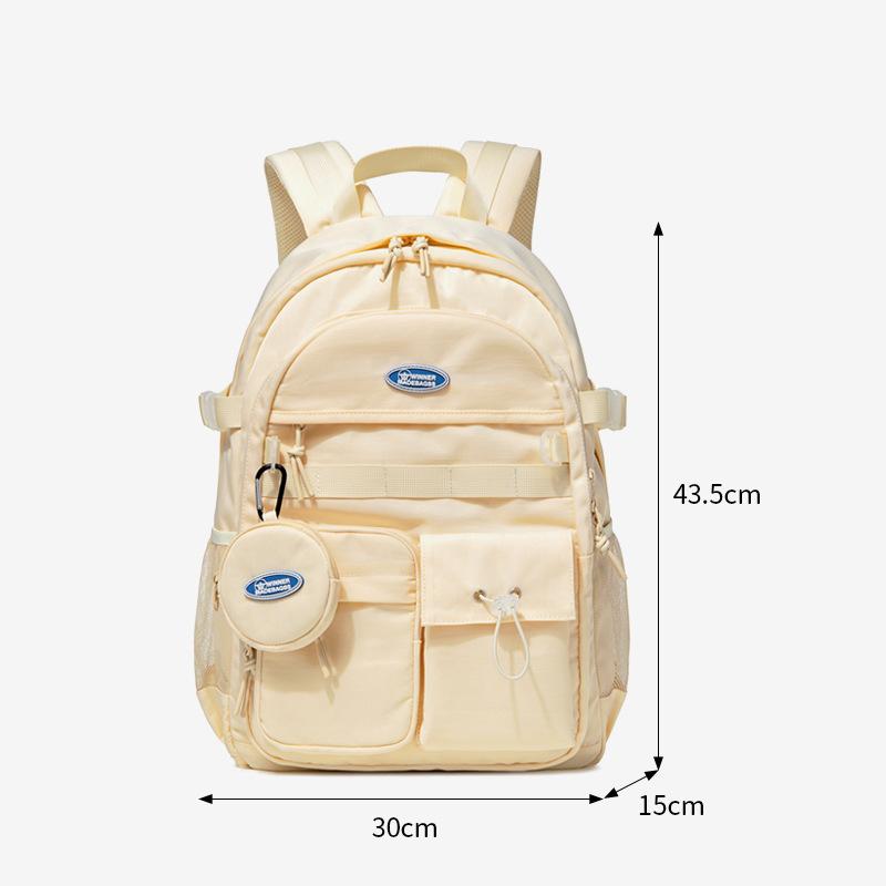 Original White Computer Double - Shoulder Backpack for College Girls, High School and Junior High School Students
