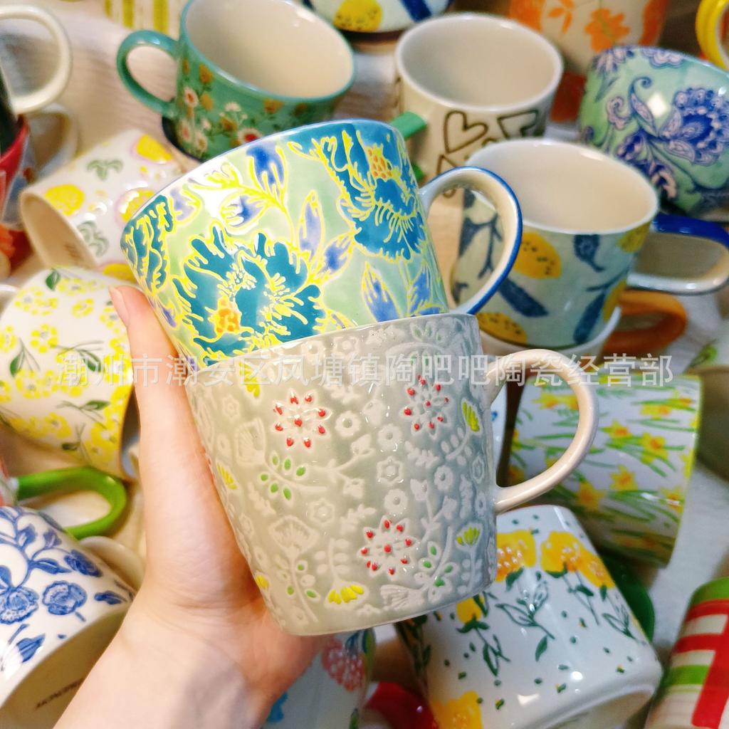 Last Single Hand Color Ceramic Korean Cup Underglaze Color High Value Household Water Cup Office Cup