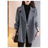 Damen Roter Wollmantel Koreanischer Stil Lockere Passform Vintage Mode Blazer Revers Winterjacke