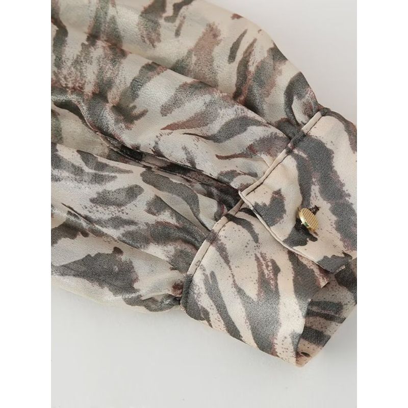 Kaslead New Arrival Women's Fashion Style Fashion Animal Pattern Print Metal Foil Shirt 9878149