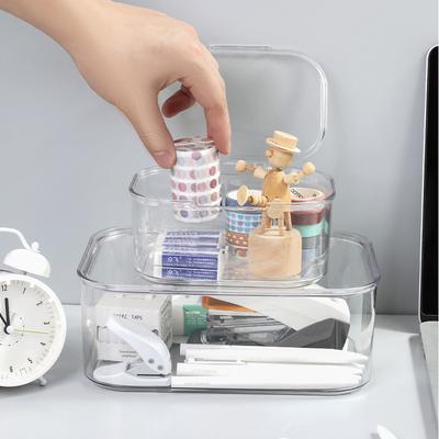 Organizador de mesa transparente Caixa de armazenamento de mesa Organizador de cosméticos Organizador de documentos Armazenamento de lanches Artigos de papelaria de escritório Eletrodomésticos