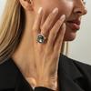 SHIXIN Personality Shiny Rhinestone Crystal Open Ring for Women Simple Geometric Irregular Adjustable Rings Fashion Jewelry Gift
