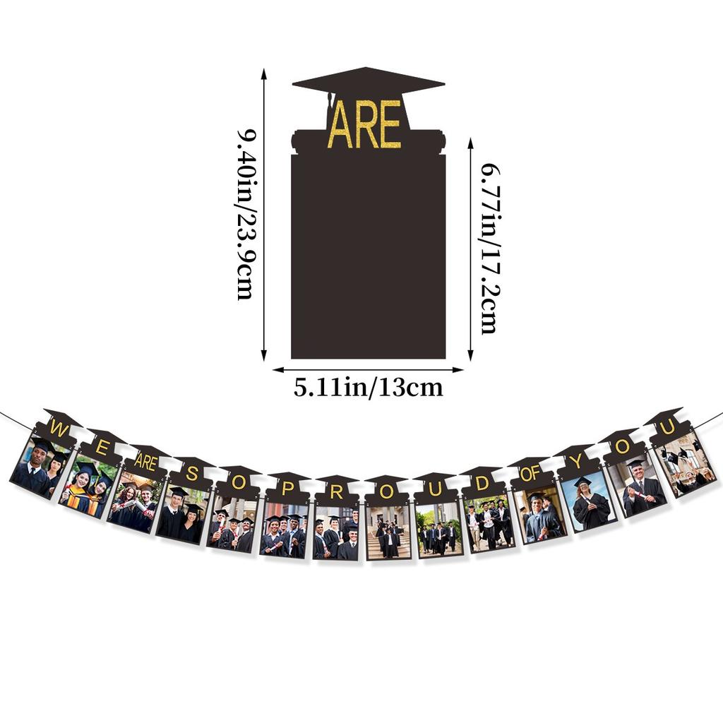 2024 Graduation Photo Frame Banner Flag Graduation Party Decor Kindergarten 12th Grade High School University Graduation Banner