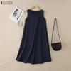 ZANZEA Women Round Neck Summer Casual Sleeveless Dress