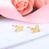 Beixi Silverware S925 Sterling Silver Gold Bowknot Stud Earrings - Simple, Sweet, and Small